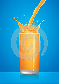 Orange Juice Splash in Glass with pour