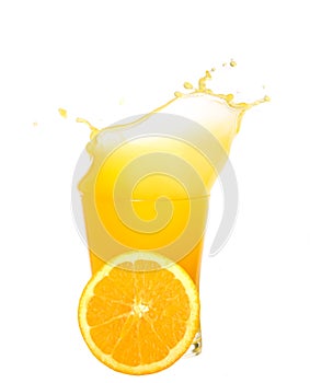 Orange juice splash isolated