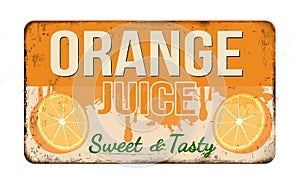 Orange juice vintage rusty metal plate