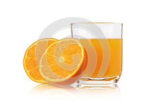 Orange juice on white background.