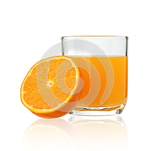 Orange juice on white background.