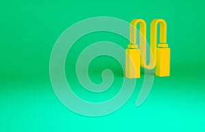 Orange Jump rope icon isolated on green background. Skipping rope. Sport equipment. Minimalism concept. 3d illustration