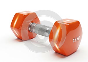 Orange 15kg dumbbell
