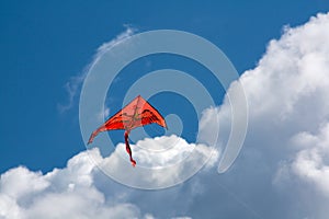 Orange kite in the sky