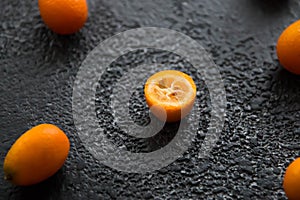 Orange kumquat fruit, acidic food, top, orange