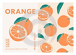 Orange Label packaging design templates, Hand drawn style vector illustration.