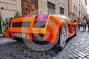 An orange Lamborghini