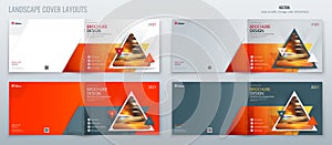 Orange landscape Brochure template layout, cover design annual report, magazine, flyer or brochure in A4 with triangle