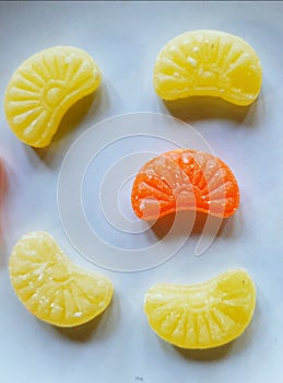 Orange  Lemon  Candy with  White  Background Image