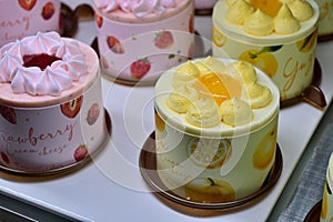 Orange lemon sponge cake display