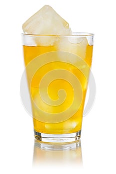Orange lemonade drink softdrink in a glass isolated on white