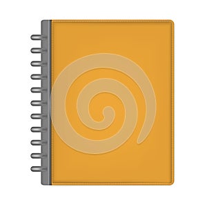 Orange letter size disc bound note book front cover, vector temp