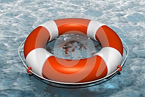 Orange life buoy in the water