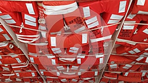 Orange Life Jackets on a Ferry