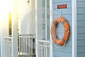 Orange lifebuoy, All Water rescue emergency equipment.