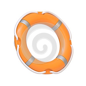 Orange lifebuoy with white accents, symbolizing rescue and safety at sea isolated on white background