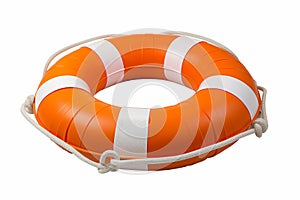 Orange Lifebuoy on White Background