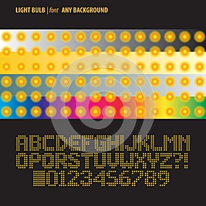 Orange Light Bulb Alphabet and Digit Vector