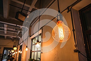 Orange light bulb in low light setting