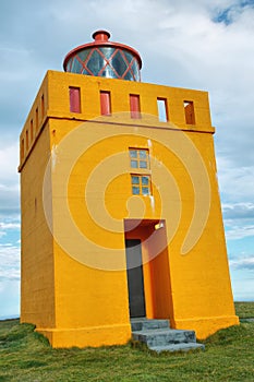 Orange lighthouse in Raudinupur