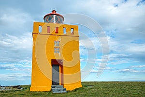 Orange lighthouse in Raudinupur
