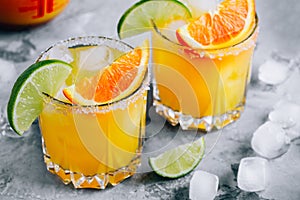 Orange Lime Margarita. Refreshing summer drink with ice