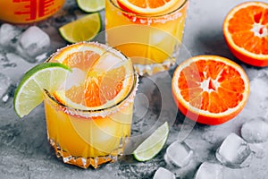 Orange Lime Margarita. Refreshing summer drink with ice