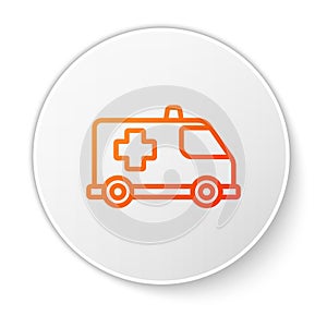 Orange line Ambulance and emergency car icon isolated on white background. Ambulance vehicle medical evacuation. White