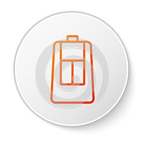 Orange line Car key with remote icon isolated on white background. Car key and alarm system. White circle button. Vector