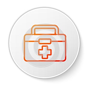 Orange line First aid kit icon isolated on white background. Medical box with cross. Medical equipment for emergency