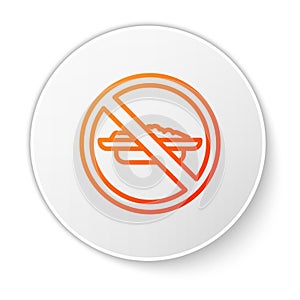 Orange line Food no diet icon isolated on white background. Healing hunger. White circle button. Vector