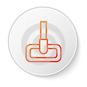 Orange line Mop icon isolated on white background. Cleaning service concept. White circle button. Vector Illustration