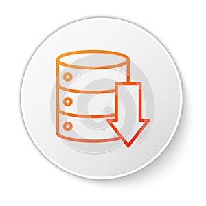 Orange line Server, Data, Web Hosting icon isolated on white background. White circle button. Vector Illustration