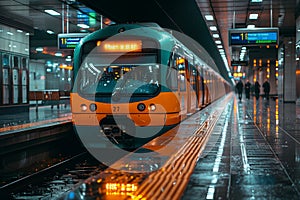 Orange line train awaiting departure