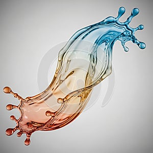 And orange liquid forms an abstract dynamic splash against a