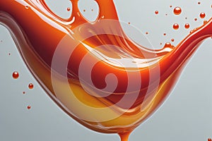 Orange liquid forms a beautiful abstract pattern