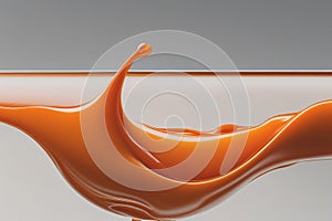 Orange liquid forms a beautiful abstract pattern