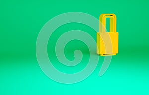Orange Lock icon isolated on green background. Padlock sign. Security, safety, protection, privacy concept. Minimalism