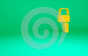 Orange Lockpicks or lock picks for lock picking icon isolated on green background. Minimalism concept. 3d illustration