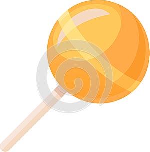 Orange lollipop isolated on transparent background cutout