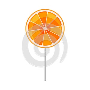 Orange lollipop. Vector illustration on a white background.