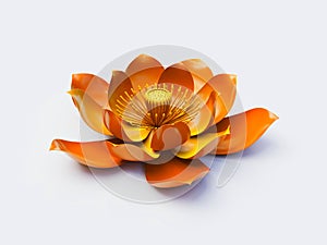Orange lotus flower illustration, 3d rendering
