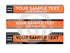 Orange Lower third vector design with overlay strip text video. News Lower Thirds Pack Template. Vector illustration.