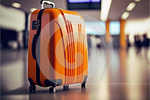Oranžový batožinu alebo kufor v letisko odchod hala 