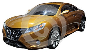 Orange luxury coupe isolated photo