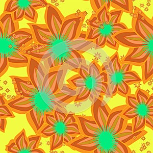 Orange Magic Flower Pattern, Tile