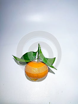 the orange mandarin as we know santang orange or shantang isolated on white, fresh and sweet mandarin orange with leaves,