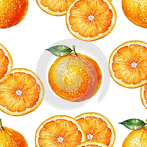 Orange mandarin citrus fruit vector seamless pattern kitchen textile print.