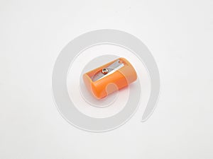 Orange manual hand operated pencil sharpener