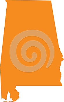 Orange map of Alabama Yellowhammer State
